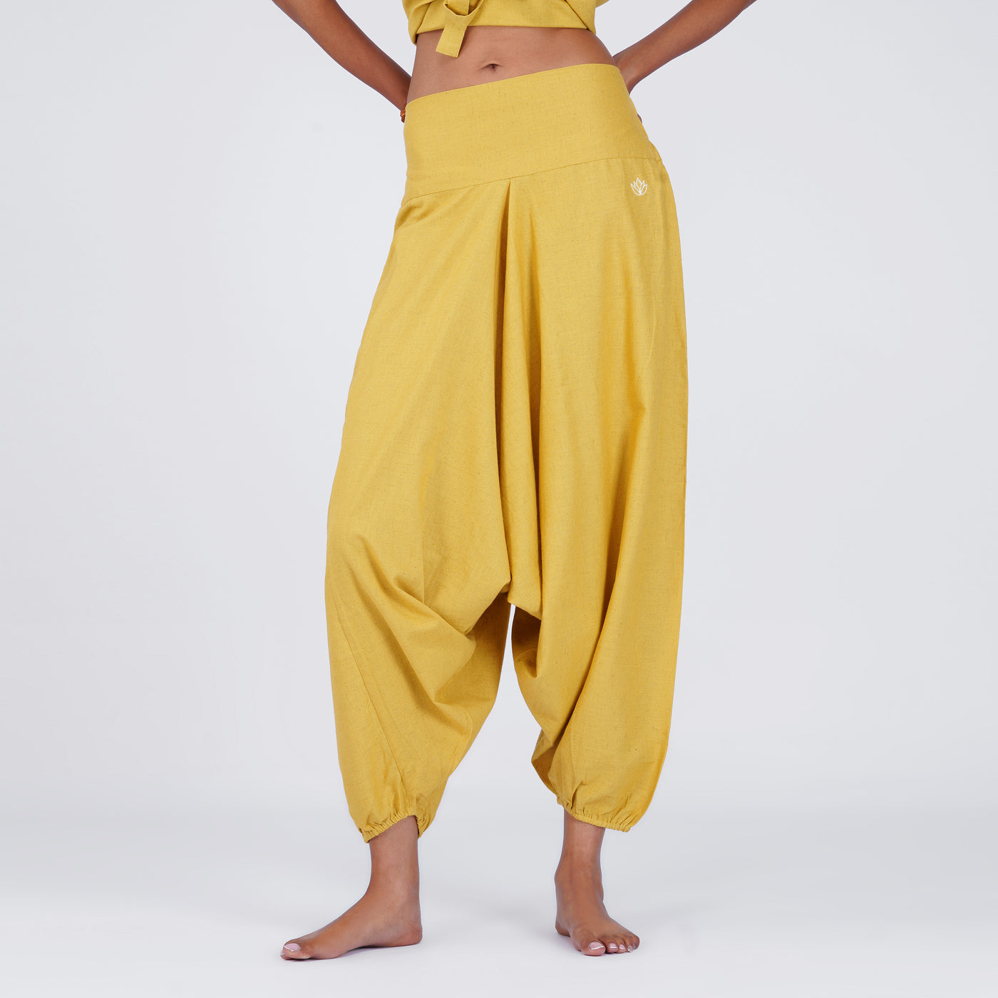 Women Zero Waste Cotton Yoga Pants Yellow -Shwet — view 1