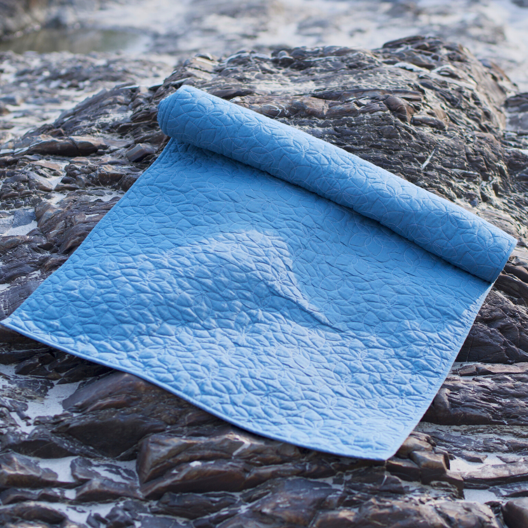 Cotton Yoga Mat in Blue- Padma Yoga Mat