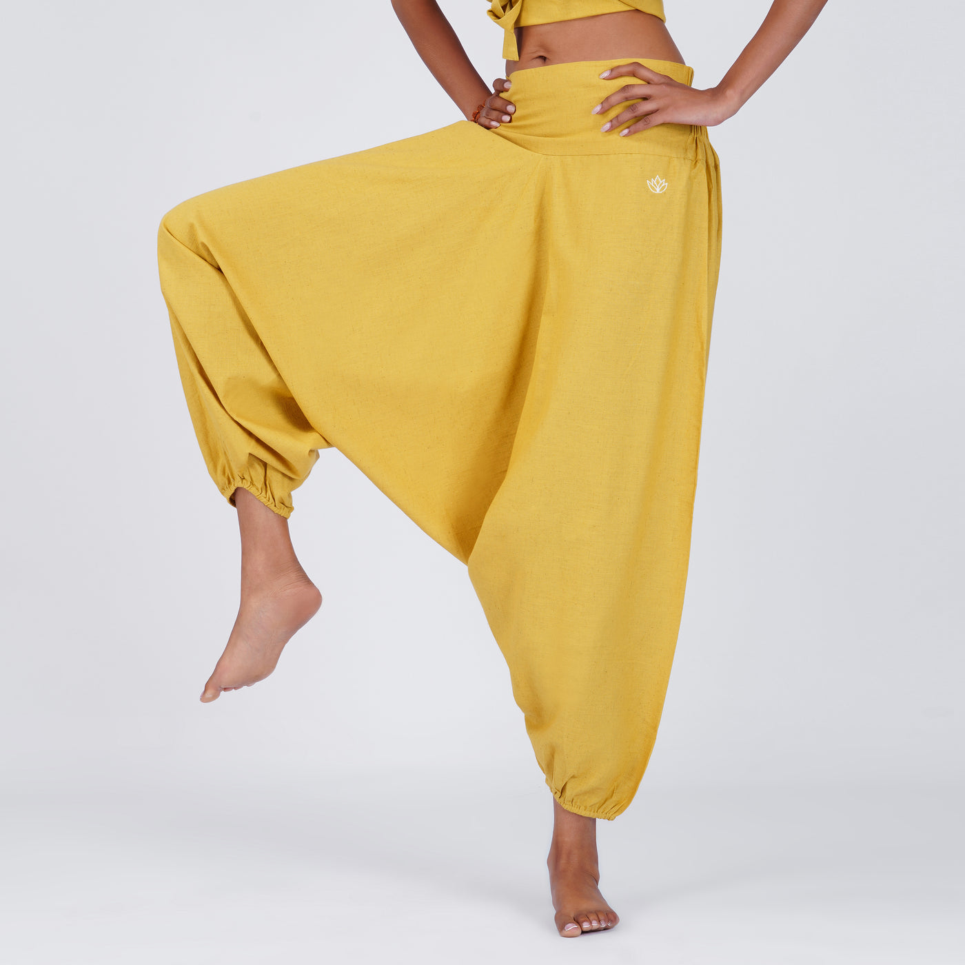 Women Zero Waste Cotton Yoga Pants Yellow -Shwet — view 4