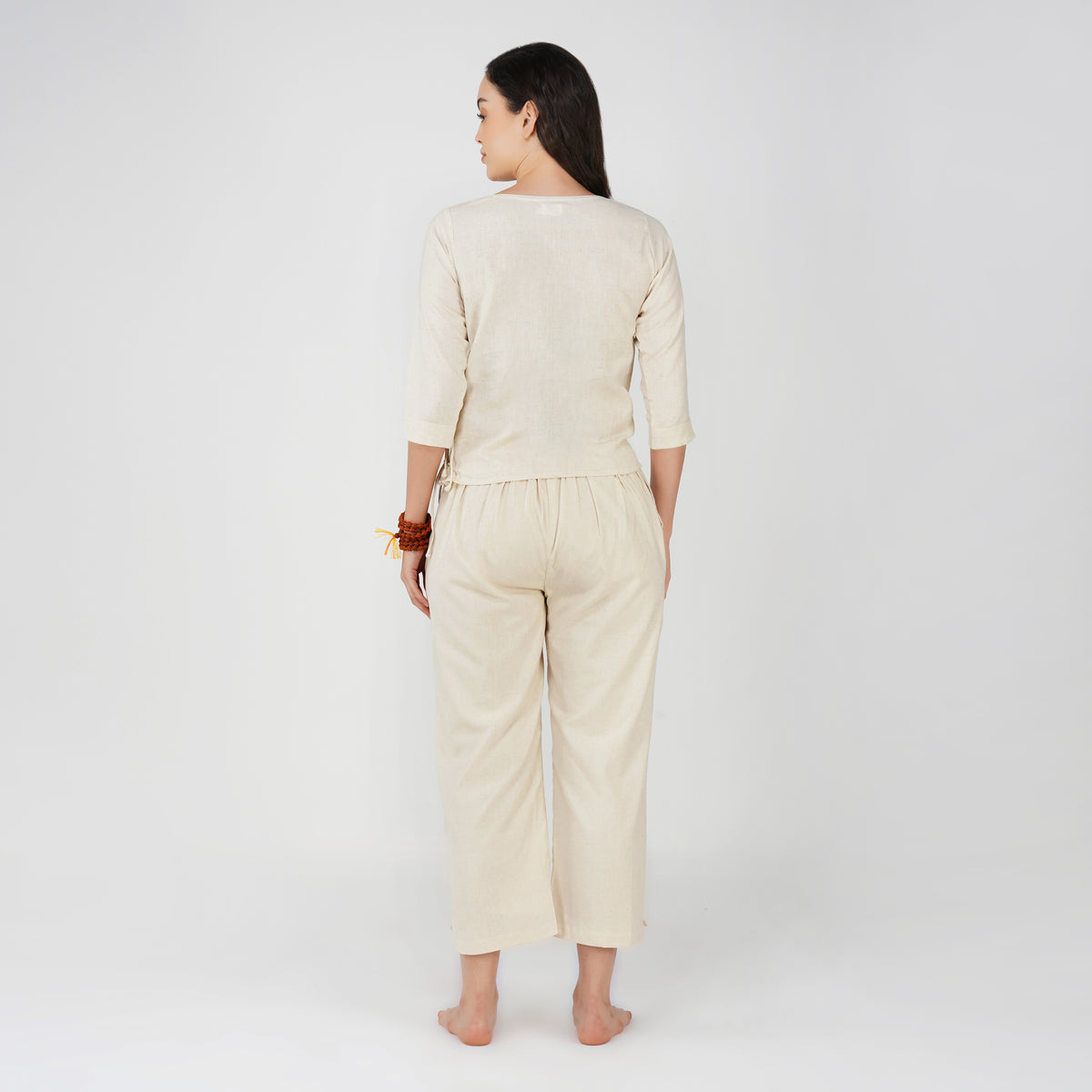 Women Cotton Yoga Pants and Yoga Top Set White -Chandra — view 2