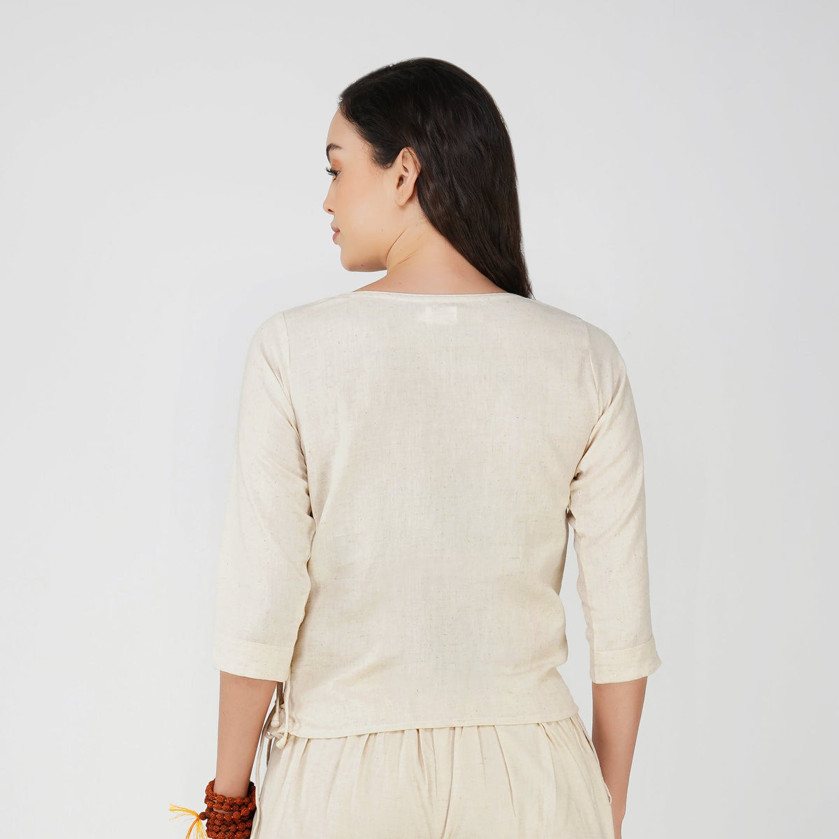 Women Cotton Yoga Top White -Chandra — view 2