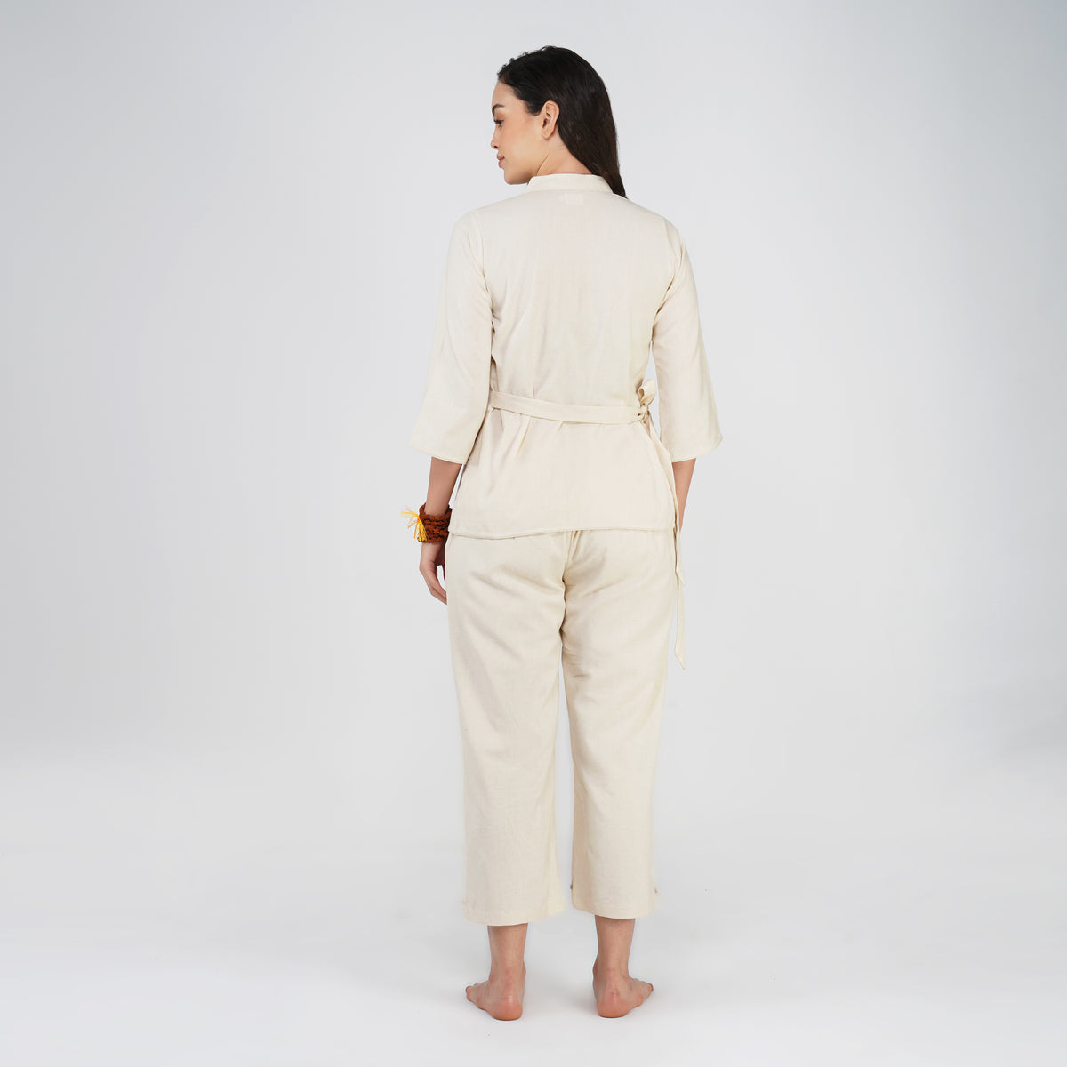 Women Cotton Yoga Pants and Yoga Top Set White -Dharma — view 2