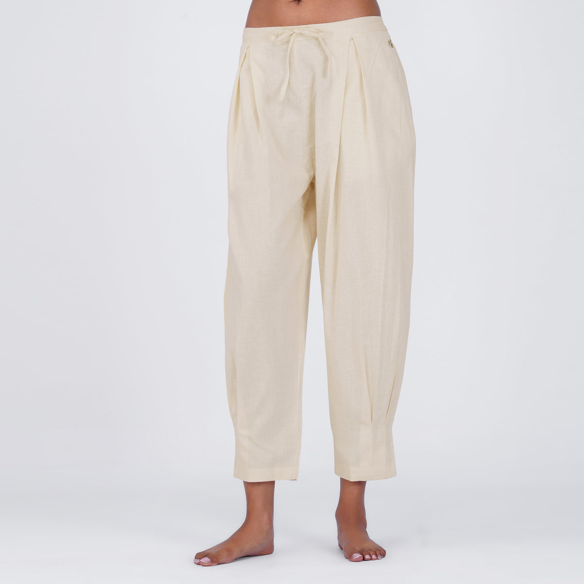 Women Cotton Yoga Pants White -Tara — view 1