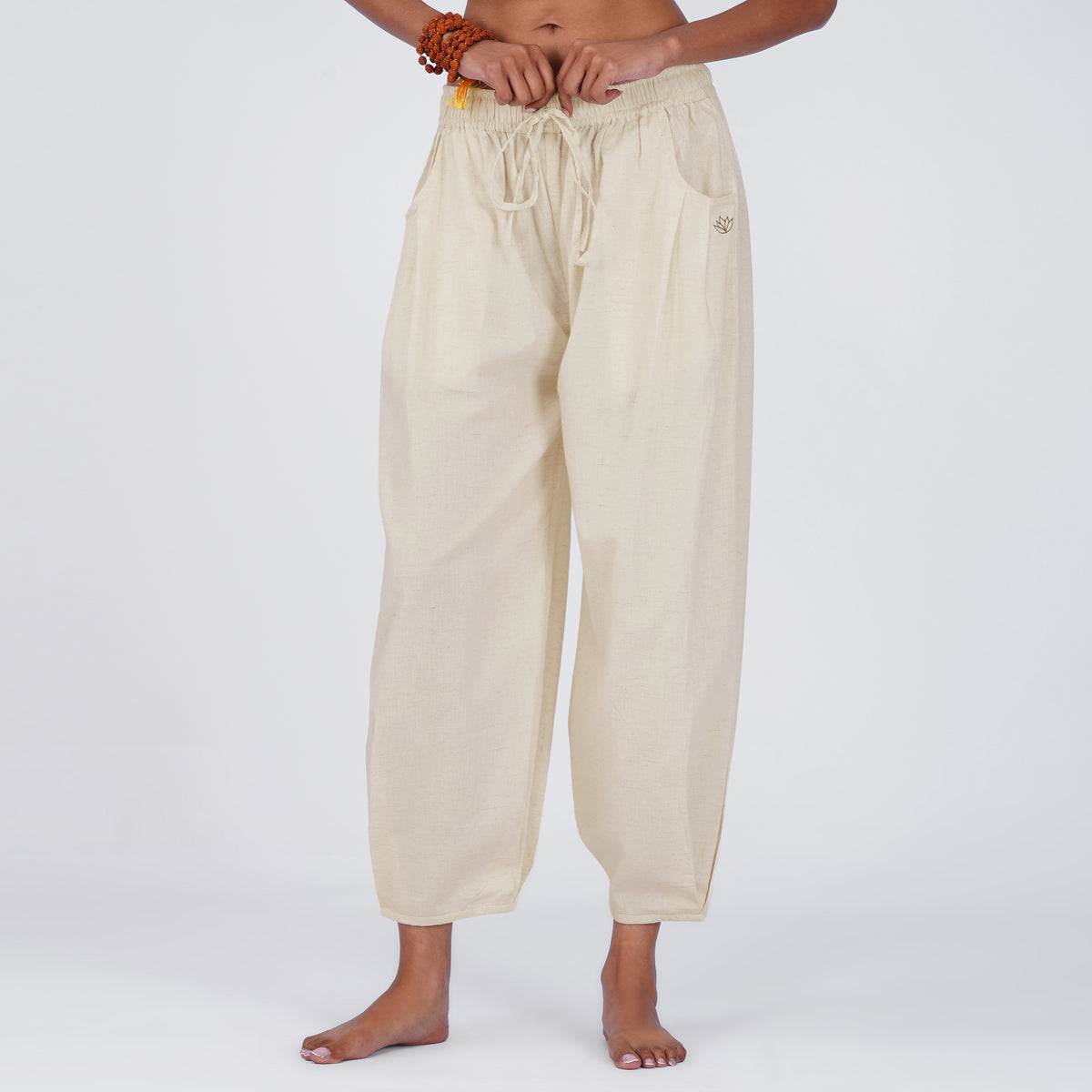 Women Cotton Yoga Pants White -Soma — view 1