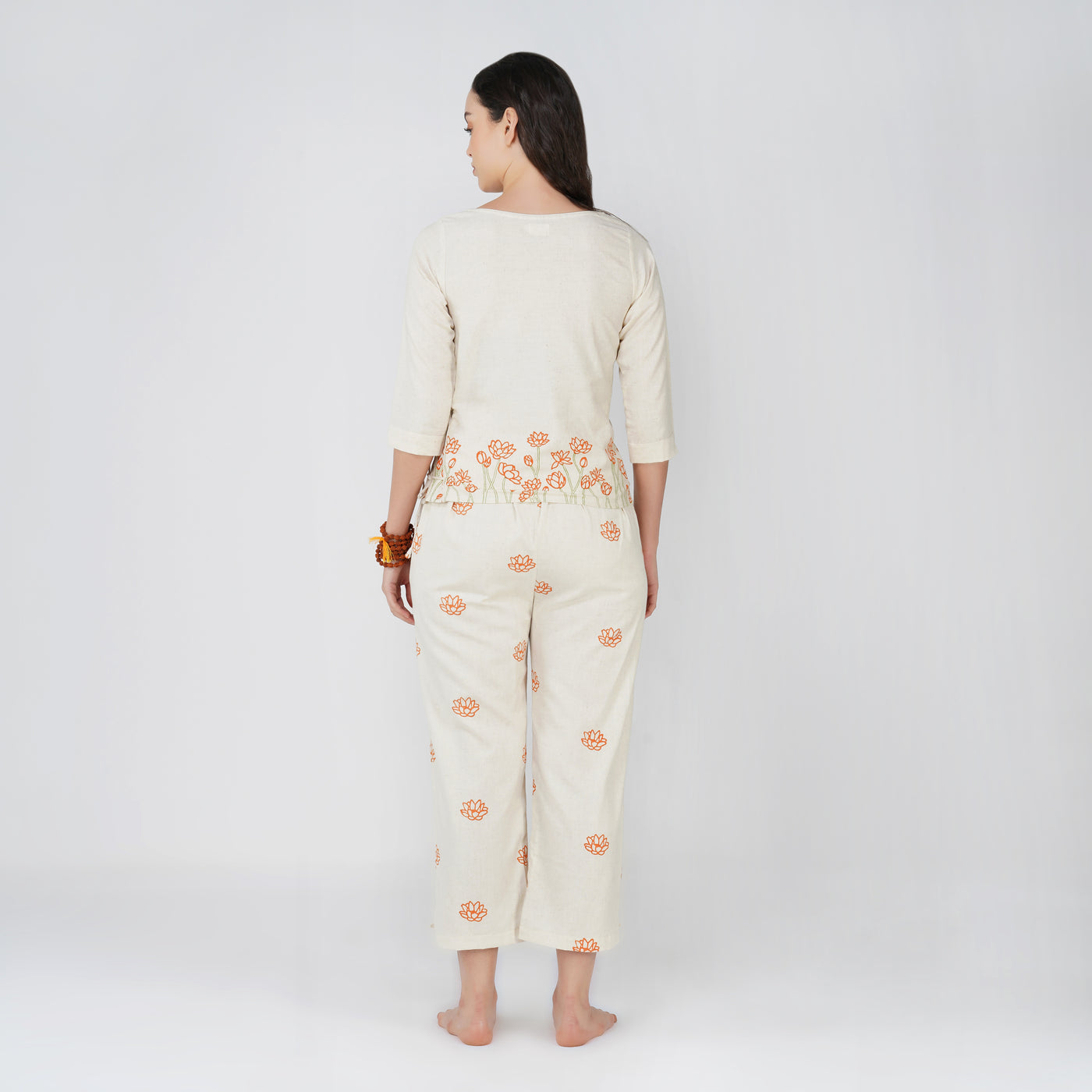 Women Cotton Hand Block Printed Yoga Top and Yoga Pants Set -Chandra — view 2