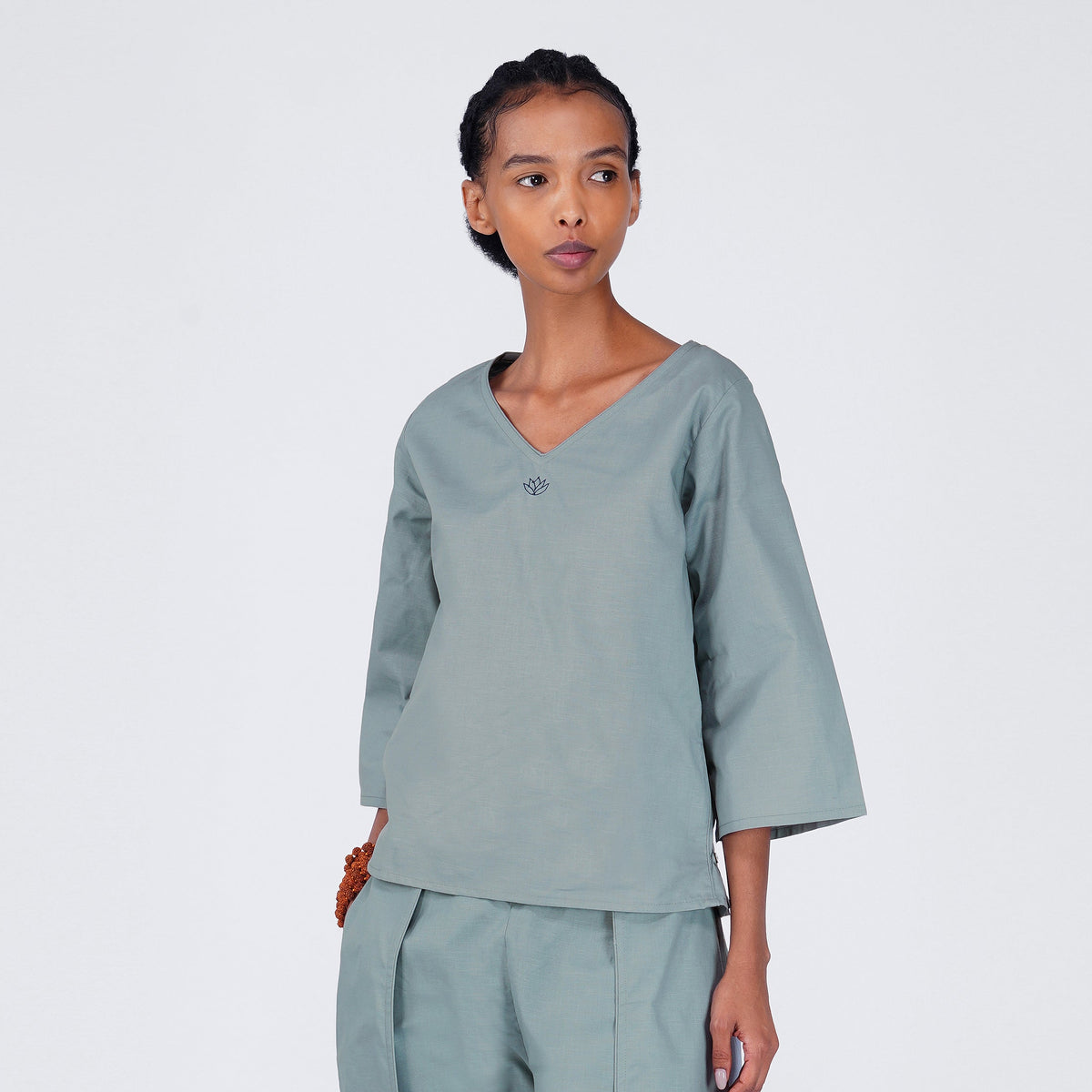 Women Cotton Yoga Top Women Grey -Surya — view 1