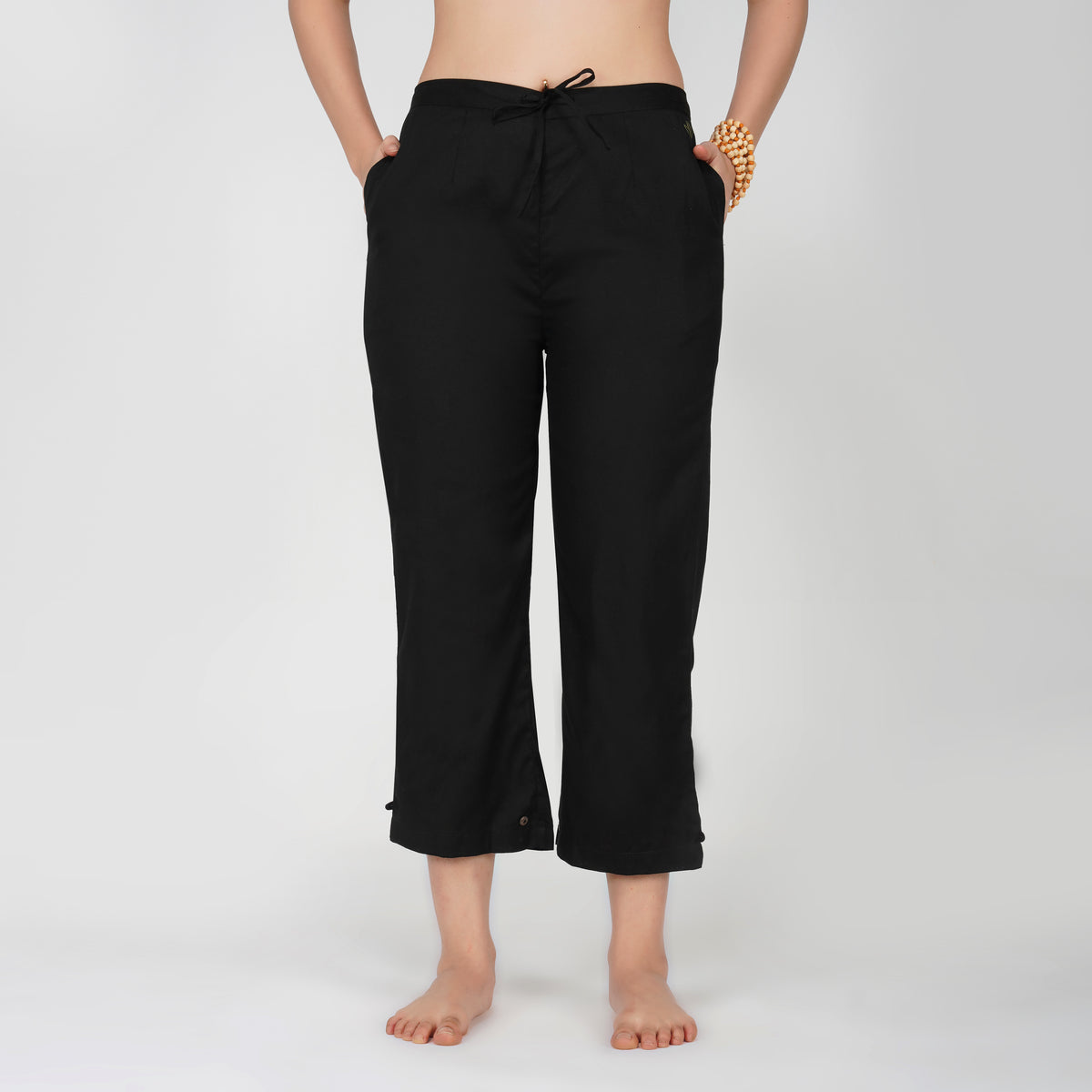 Women Cotton Yoga Pants Black -Chandra — view 1