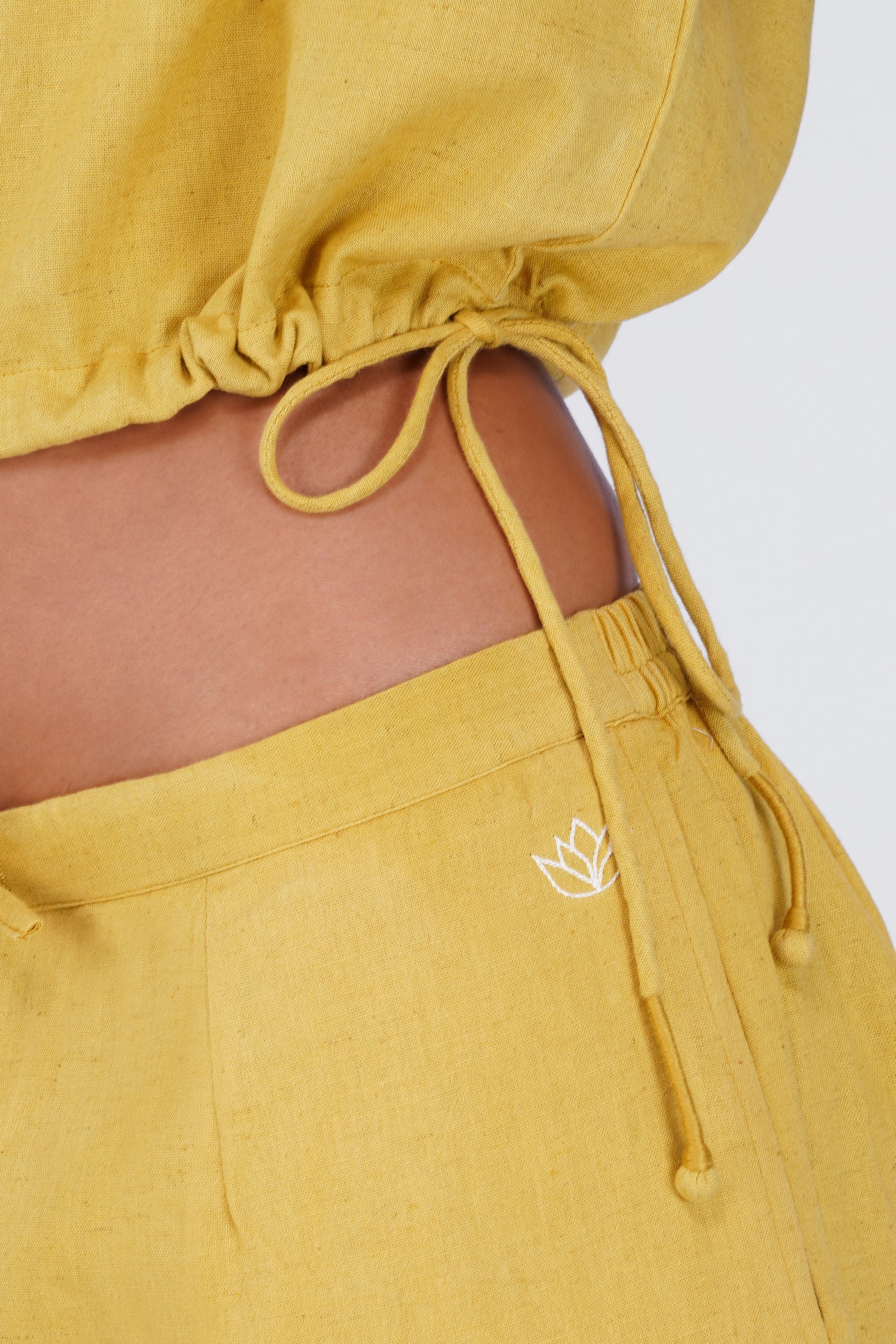 Women Cotton Yoga Pants and Yoga Top Set Yellow -Ananda — view 7