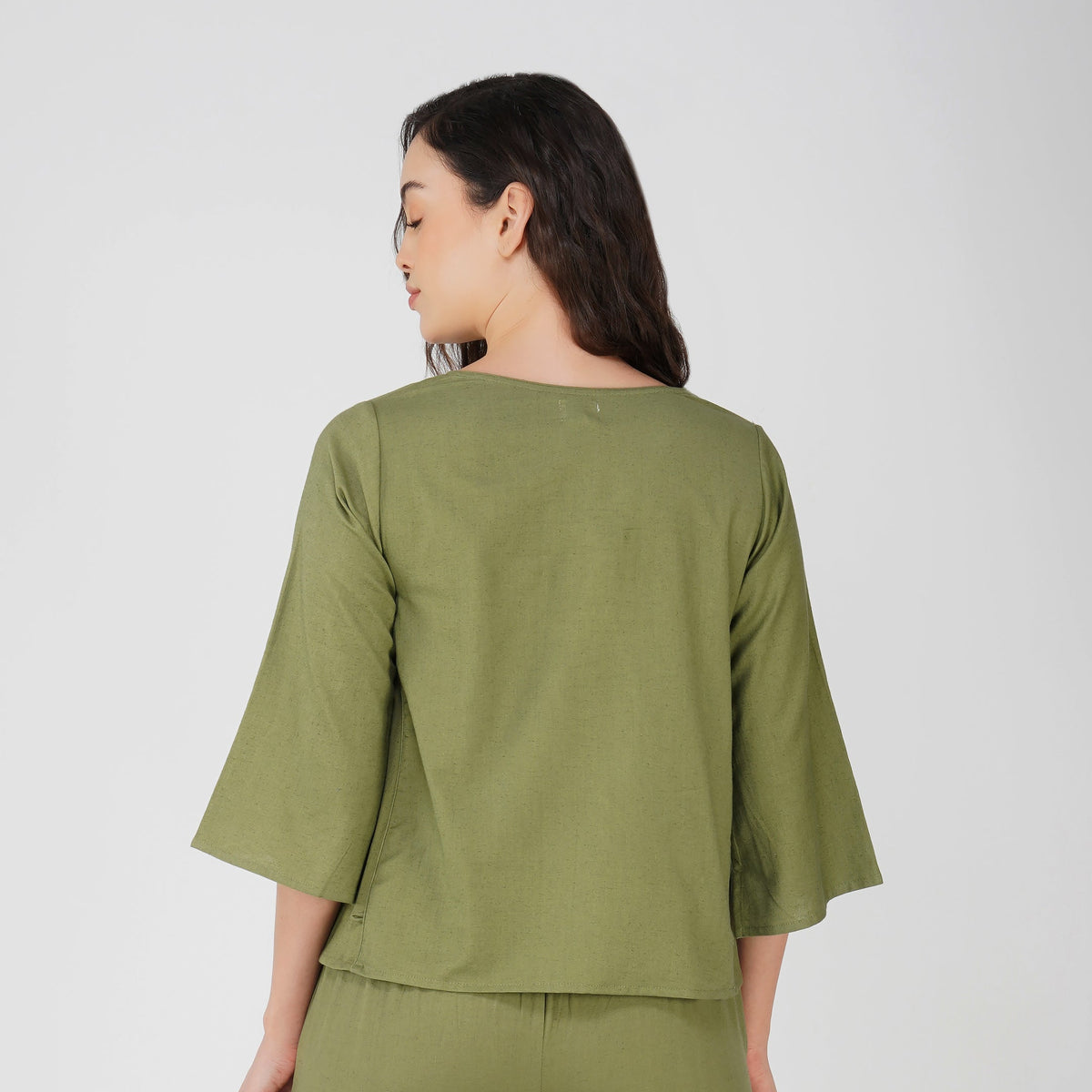 Women Cotton Yoga top Green -Surya — view 2