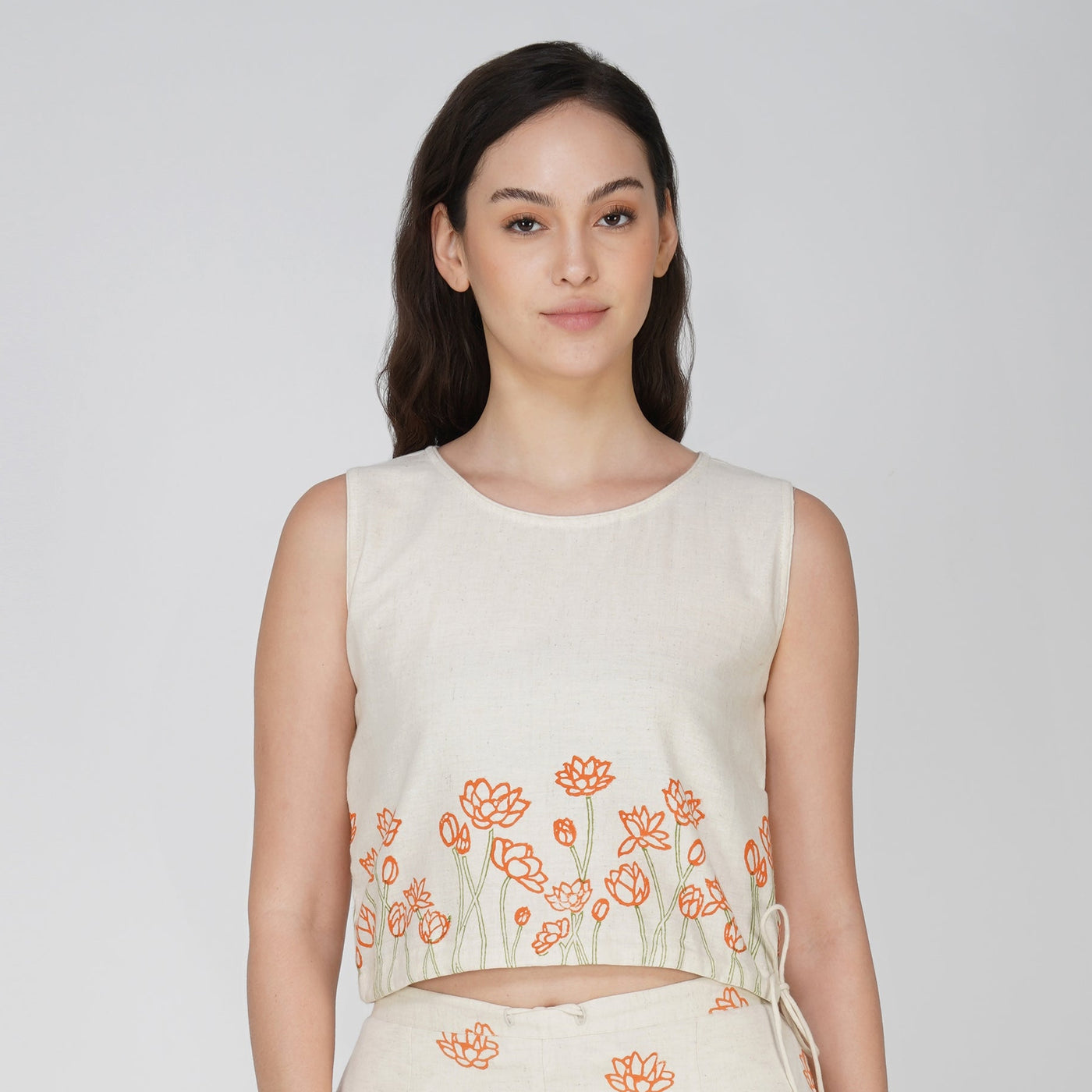Women Cotton Hand Block Printed Yoga Crop Top -Ananda — view 1