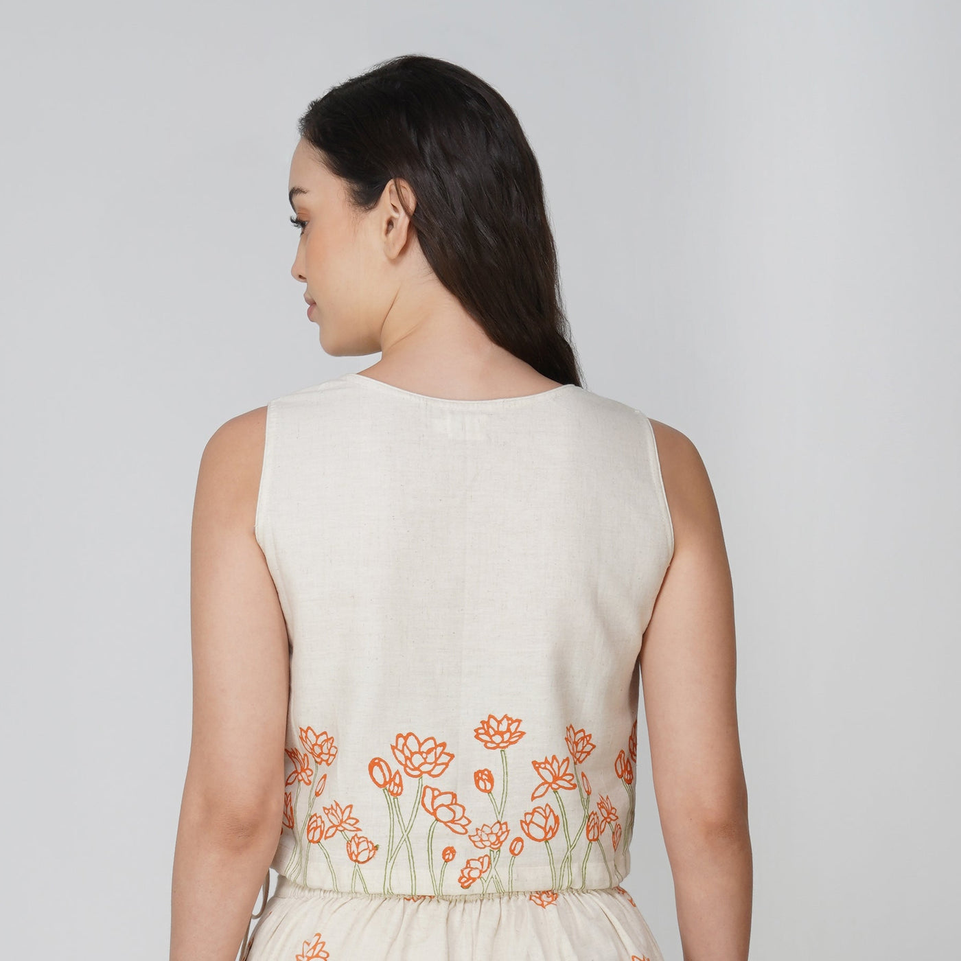 Women Cotton Hand Block Printed Yoga Crop Top -Ananda — view 2