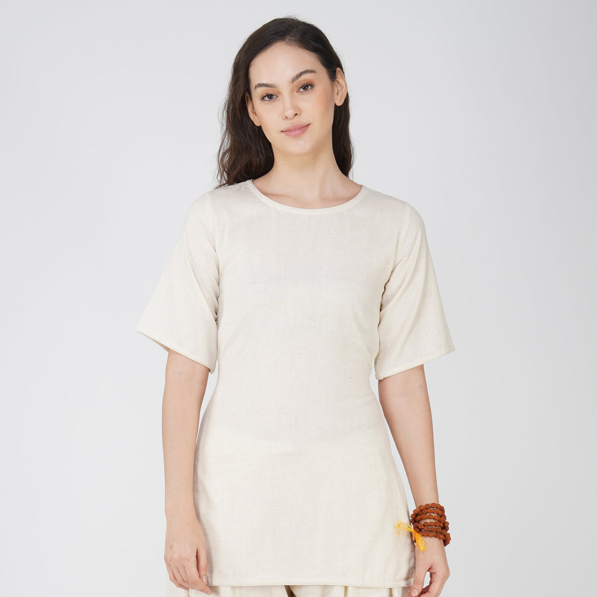 Women Cotton Yoga Top White -Chakra — view 1