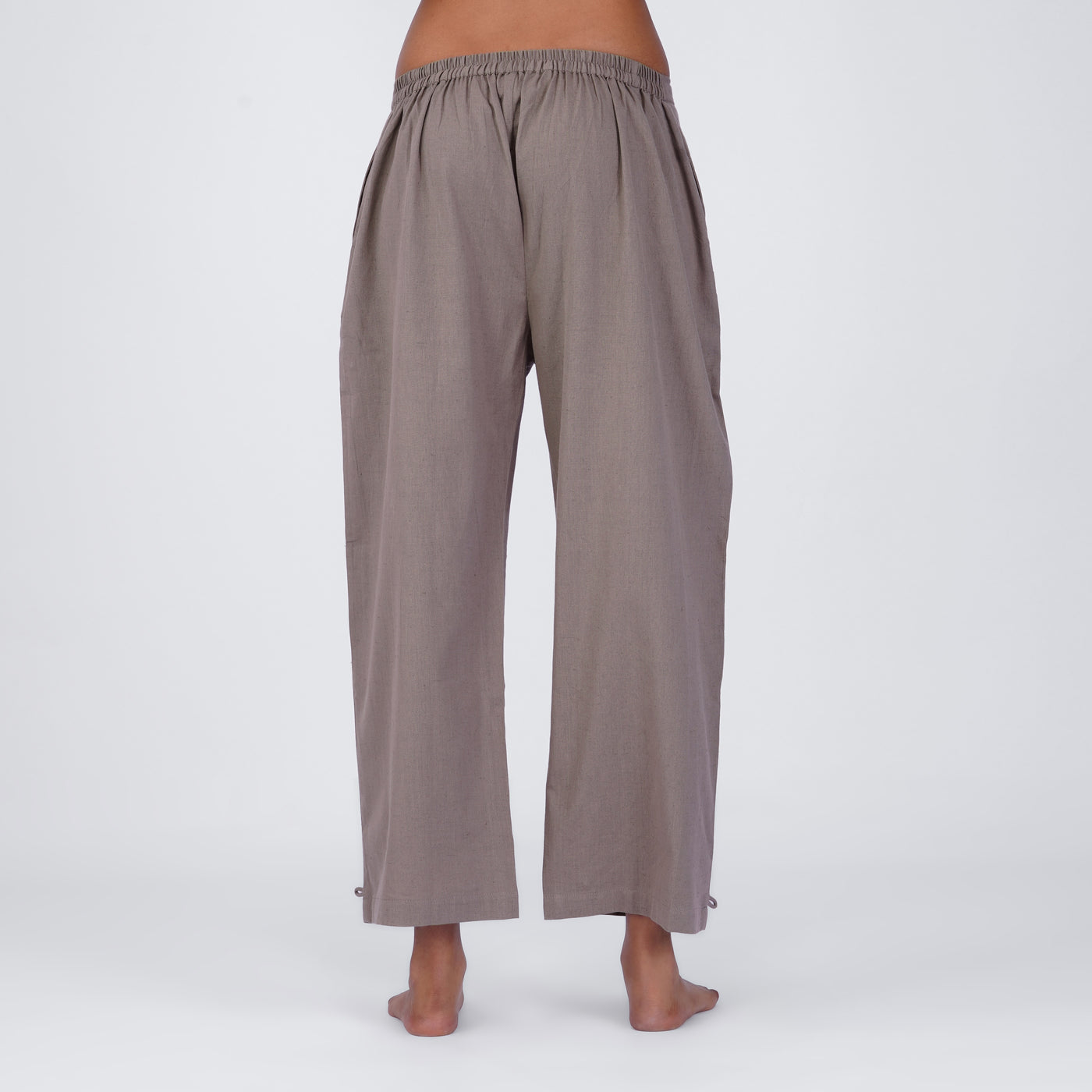 Sthira Yoga Set of 2 (Top & Pants) 100% Cotton Sleeveless Long Top with Side Ties Mid waist Straight Pants with button to cinch at ankle for Comfortable Fit in Muted Plum — view 5