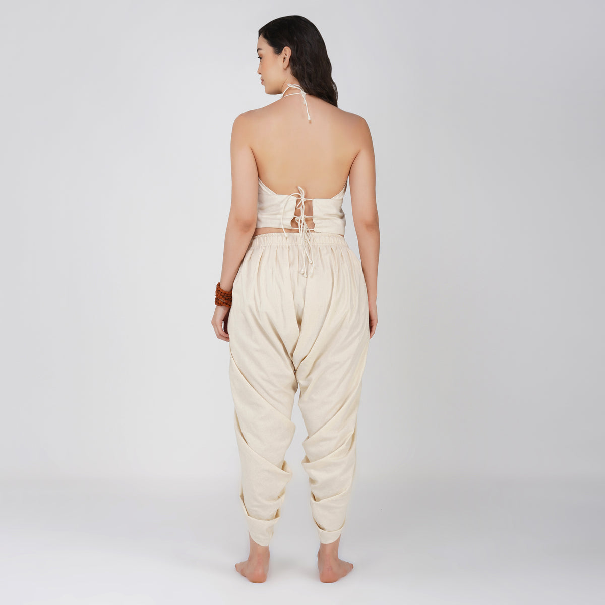 Women Cotton Yoga Pants and Yoga Top Set White -Akasha — view 2