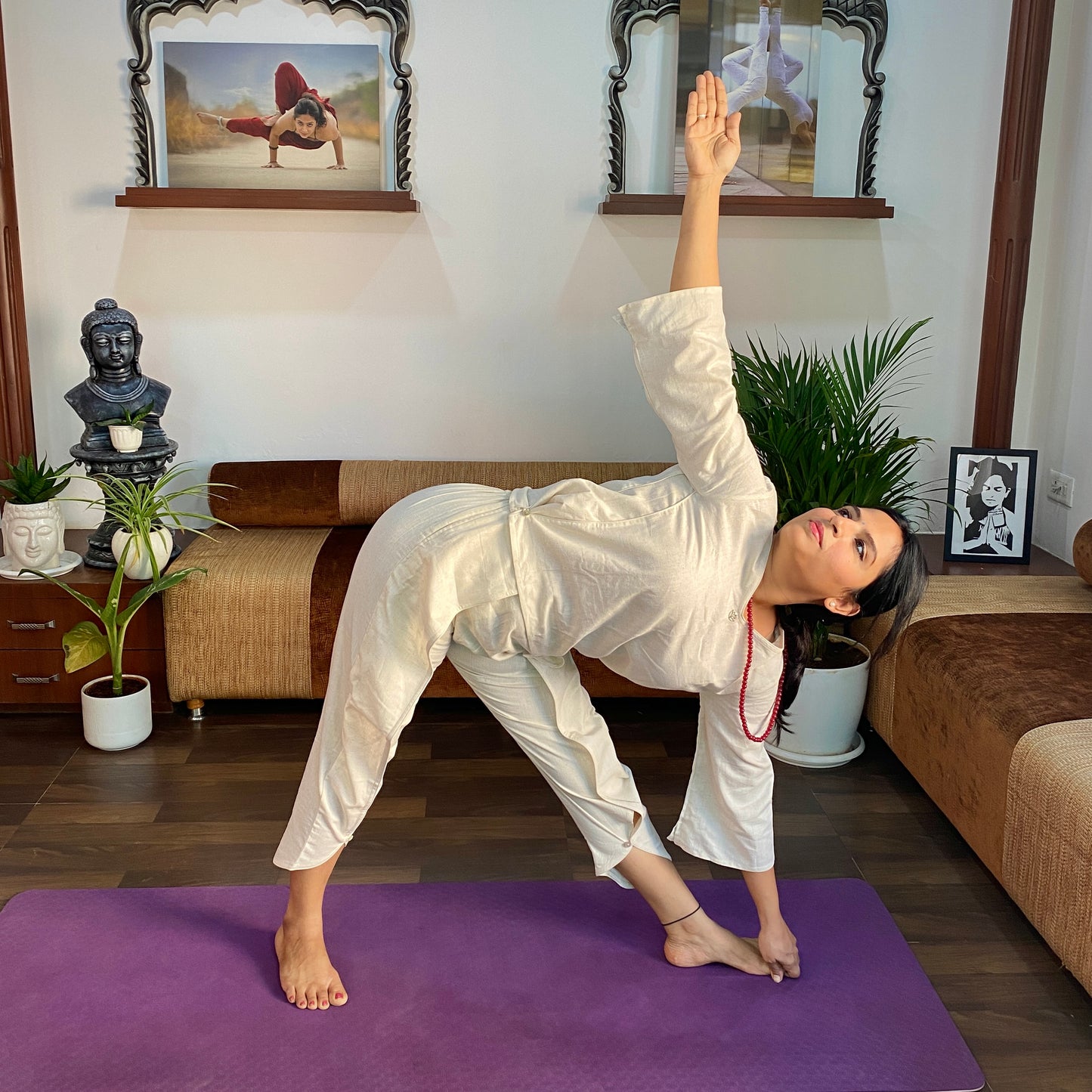 Women Cotton Yoga top White -Surya