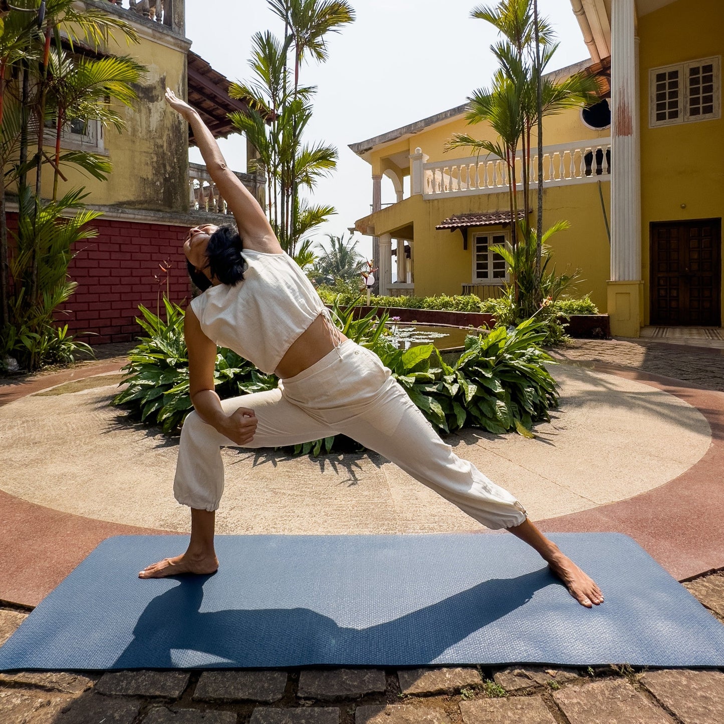 Women Cotton Yoga Pants and Yoga Top Set White -Ananda