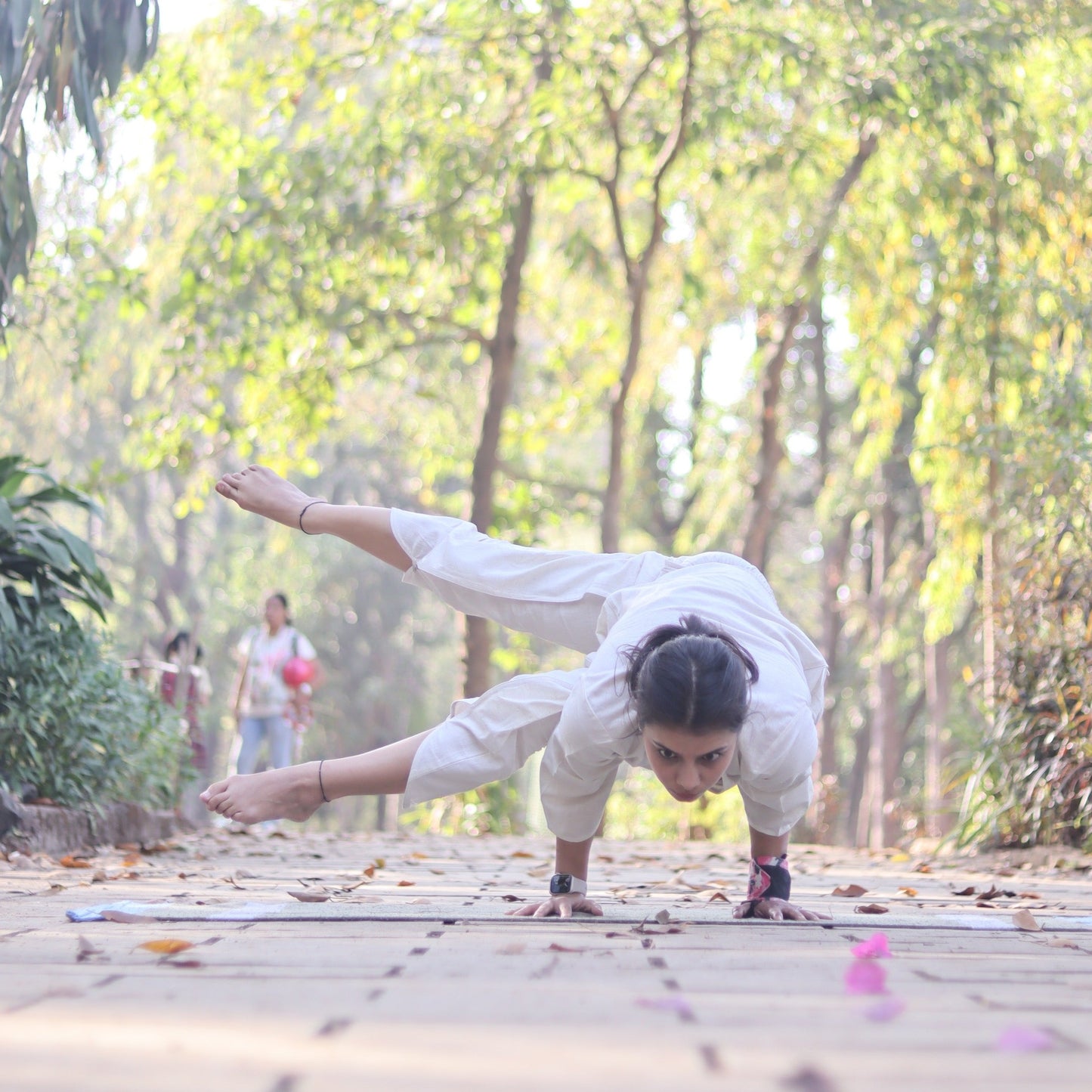 Women Cotton Yoga Pants and Yoga Top Set White -Surya
