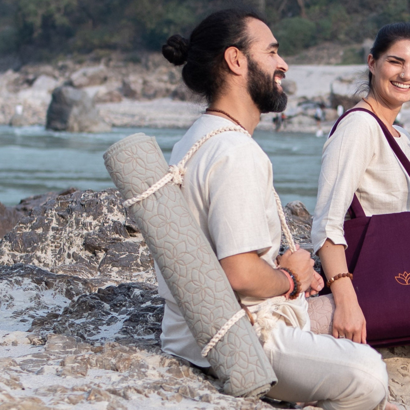 Cotton Yoga Mat in Green - Padma |AKISO