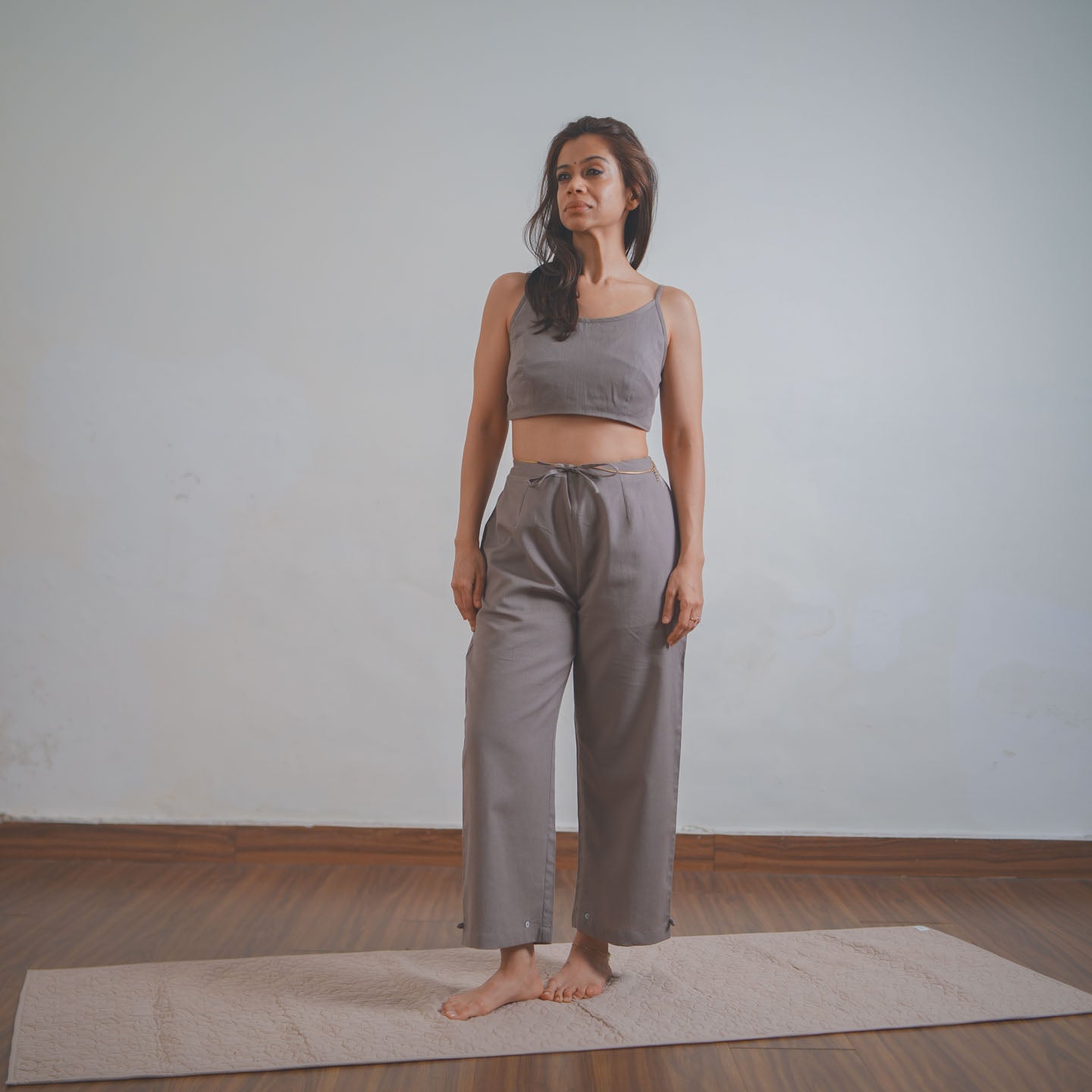 Prana Yoga Top 100% Cotton Bralette Top Elasticised Back for Comfortable Fit - Muted Plum