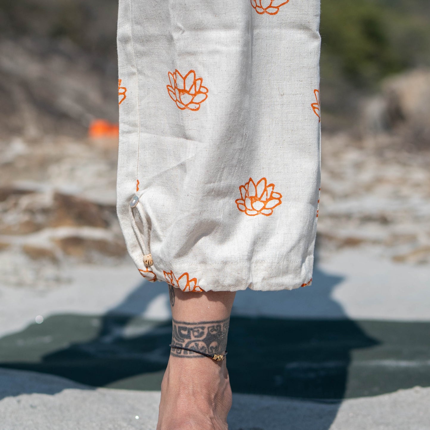 Women Cotton Hand Block Printed Yoga Pants and Yoga Top Set -Ananda