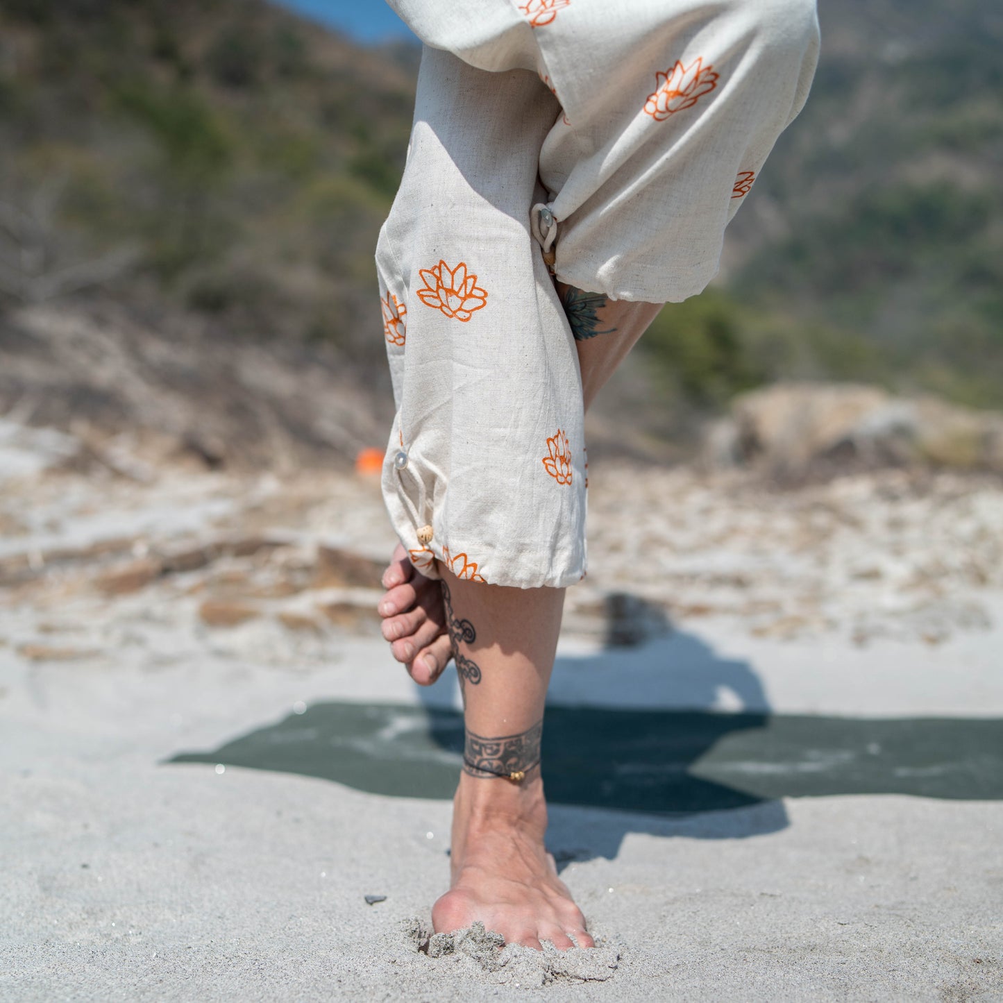 Women Cotton Hand Block Printed Yoga Pants and Yoga Top Set -Ananda