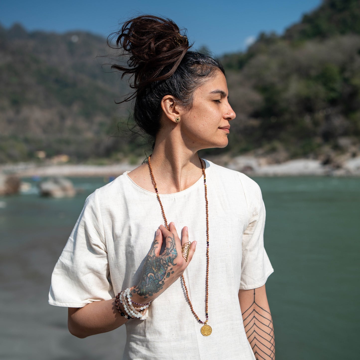 Women Cotton Hand Block Printed Yoga Pants and Yoga Top Set -Chakra