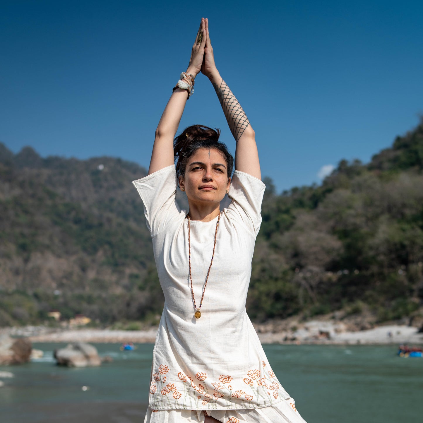Women Cotton Hand Block Printed Yoga Pants and Yoga Top Set -Chakra