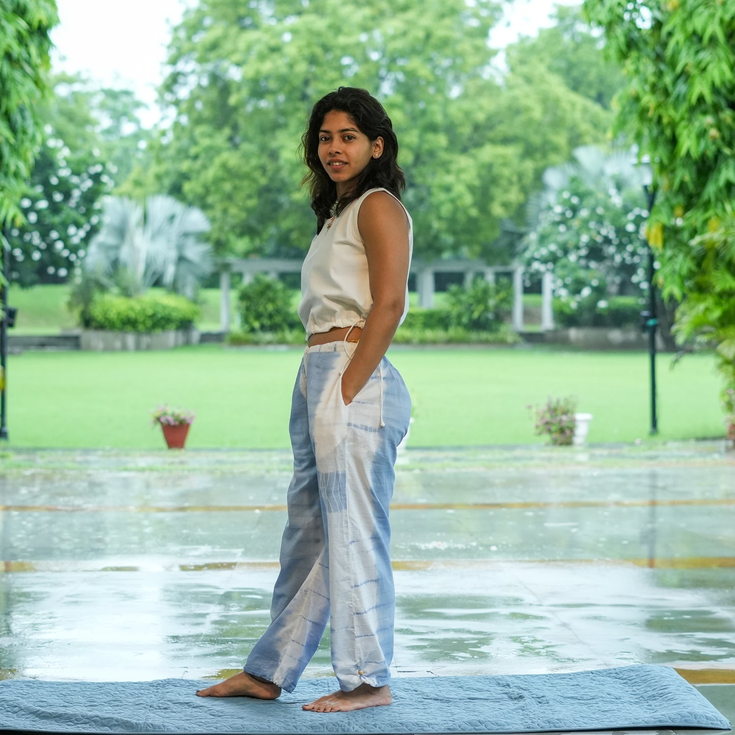 Womens Yoga Pant Tie and Dye Blue Ananda