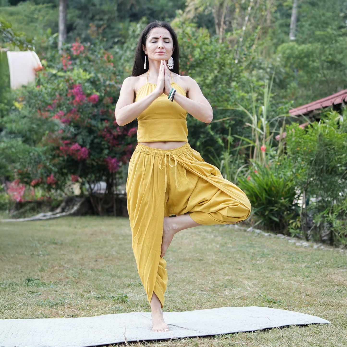 Women Cotton Yoga Crop Top Yellow -Akasha