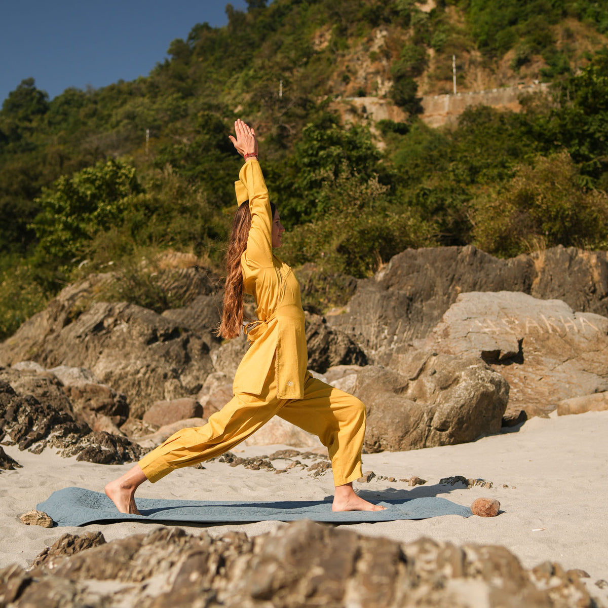 Women Cotton Yoga Pants and Yoga Top Yellow -Tara — view 7