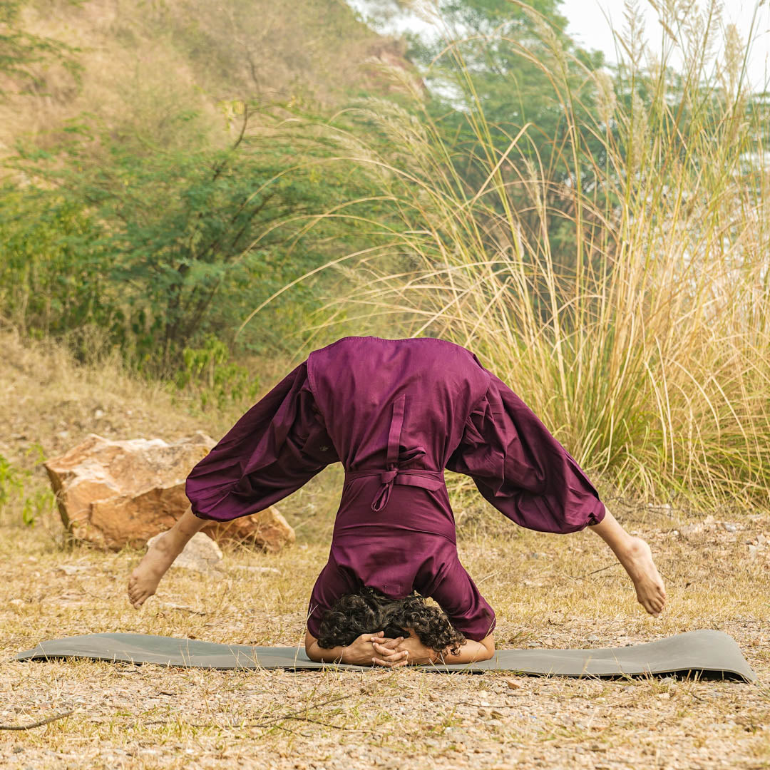 Chakra-inspired yoga pants for women – cotton purple design