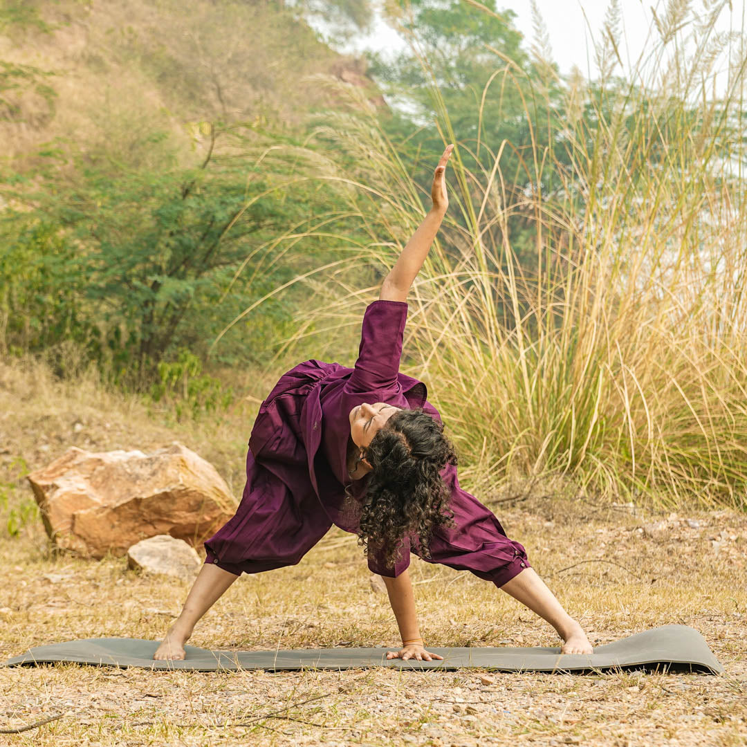 Comfy purple cotton yoga wear – women’s 2-piece co-ord set