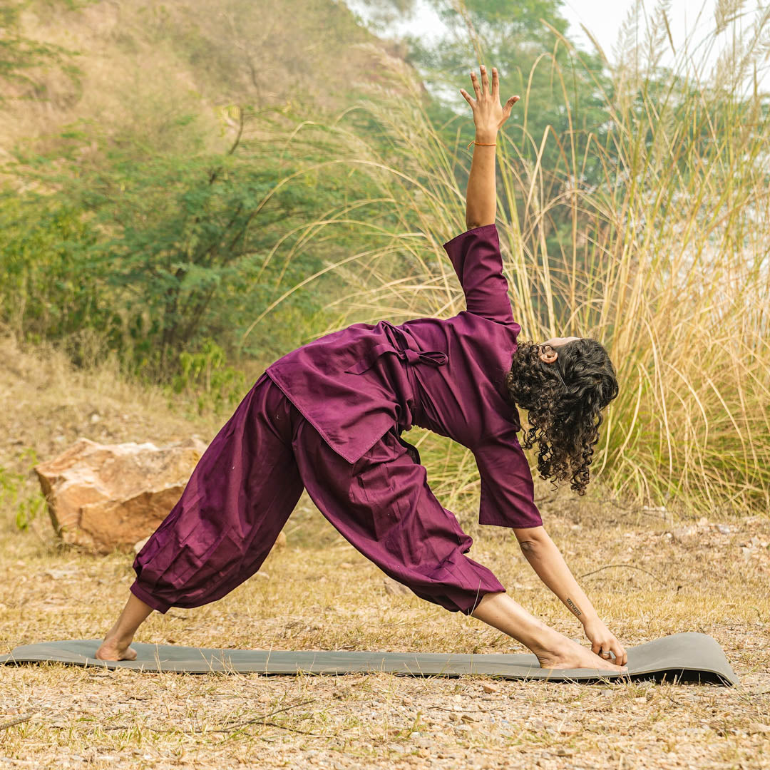 Women Cotton Yoga Top Purple |AKISO