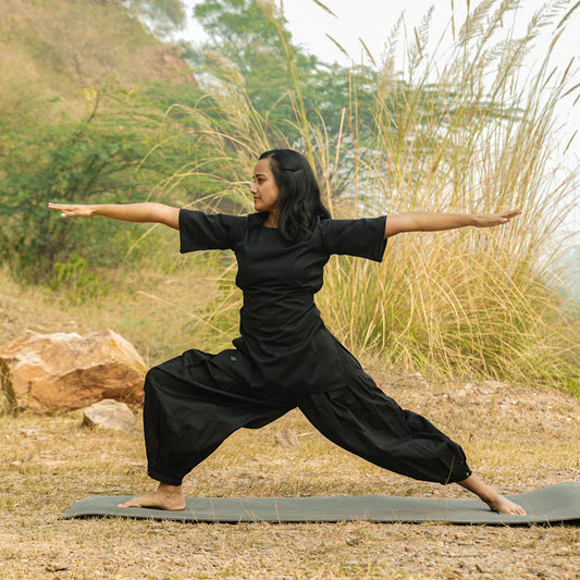 Women Cotton Yoga Top Black |AKISO