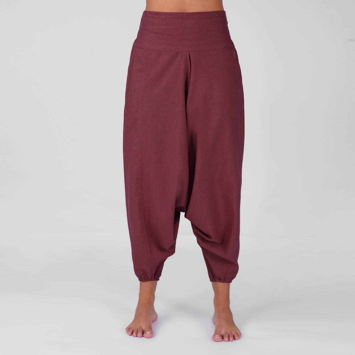 Women 100% Cotton Zero Waste Cotton Yoga Harem Pants and Yoga Top Set - In Rose Pink — view 5