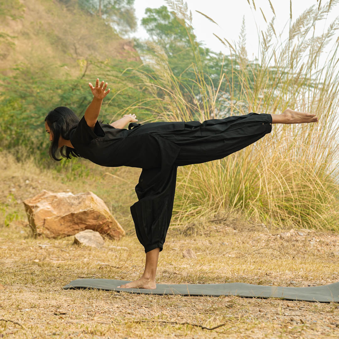 Women Cotton Yoga Pants Black |AKISO