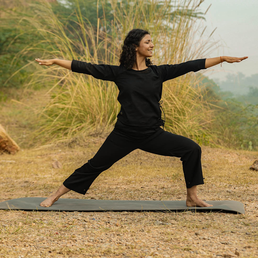 Women Cotton Yoga top Black -Chandra — view 10