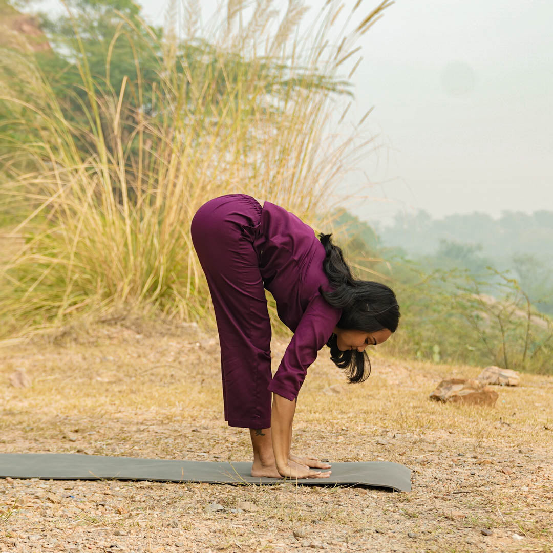 Women Cotton Yoga Pants Purple -Chandra