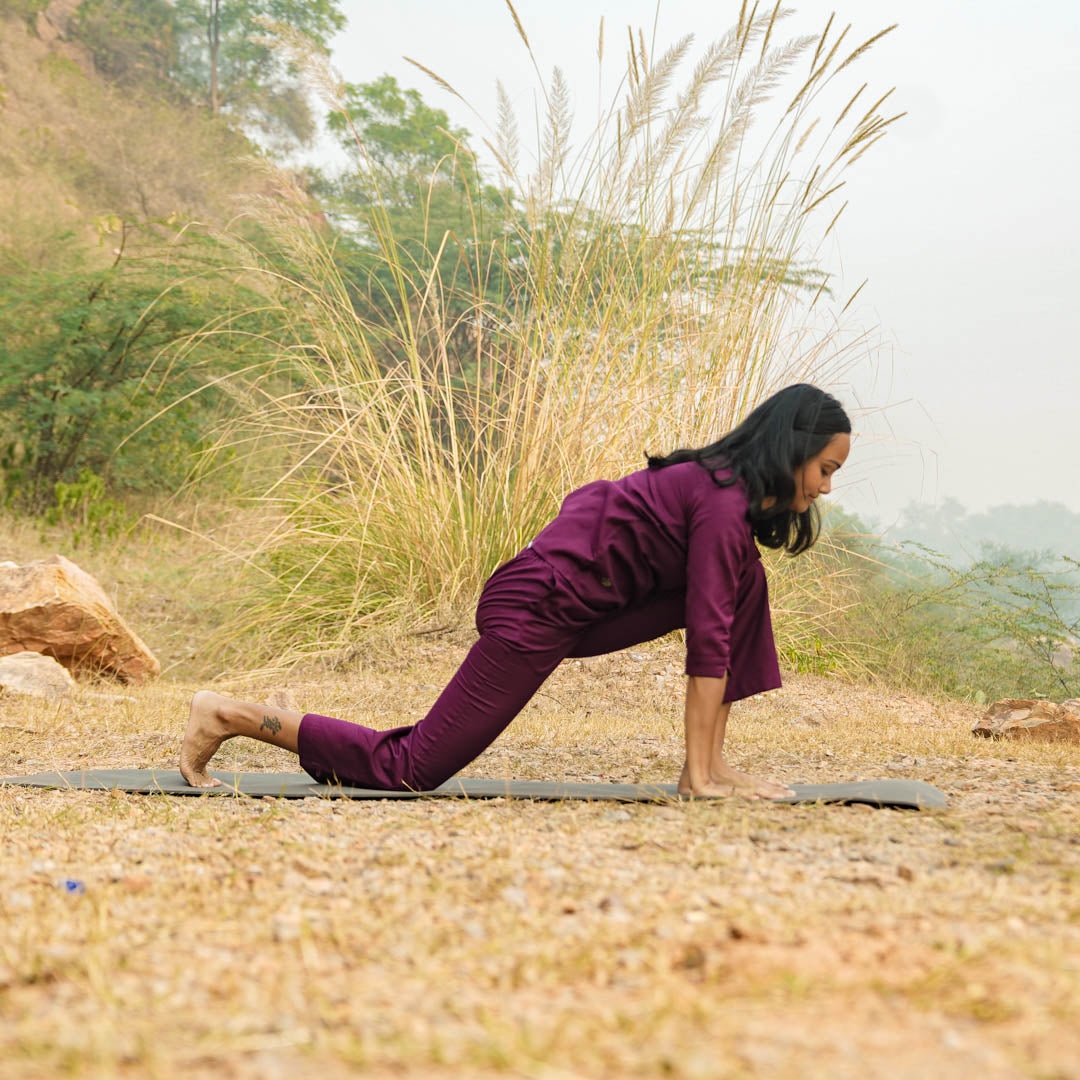 Women Cotton Yoga Pants and Yoga Top Set Purple -Chandra