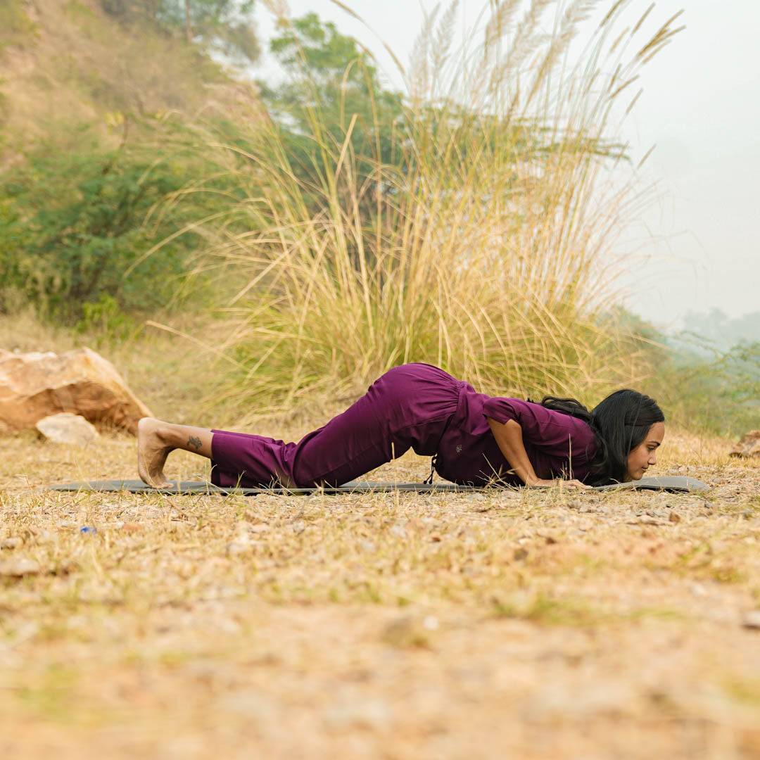 Women Cotton Yoga Pants and Yoga Top Set Purple -Chandra