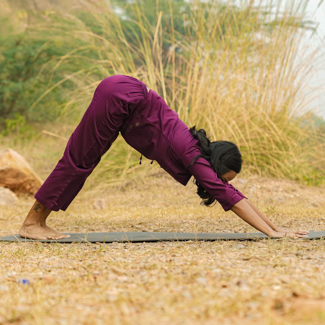 Women Cotton Yoga Pants Purple -Chandra