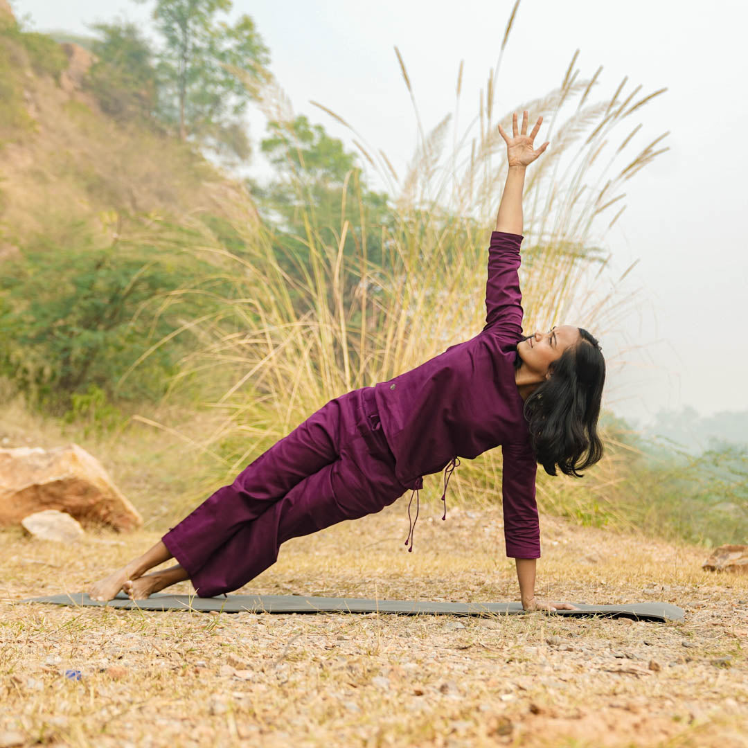 Women Cotton Yoga Pants and Yoga Top Set Purple -Chandra