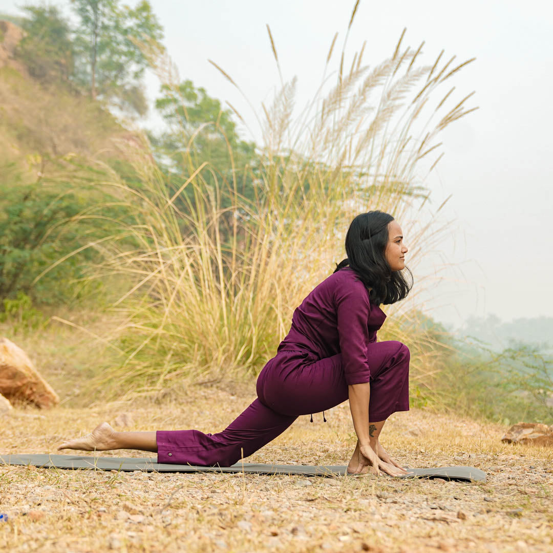 Women Cotton Yoga Pants Purple -Chandra