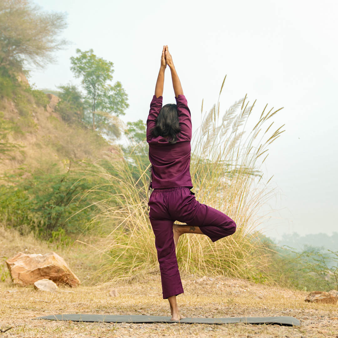Women Cotton Yoga Pants Purple -Chandra