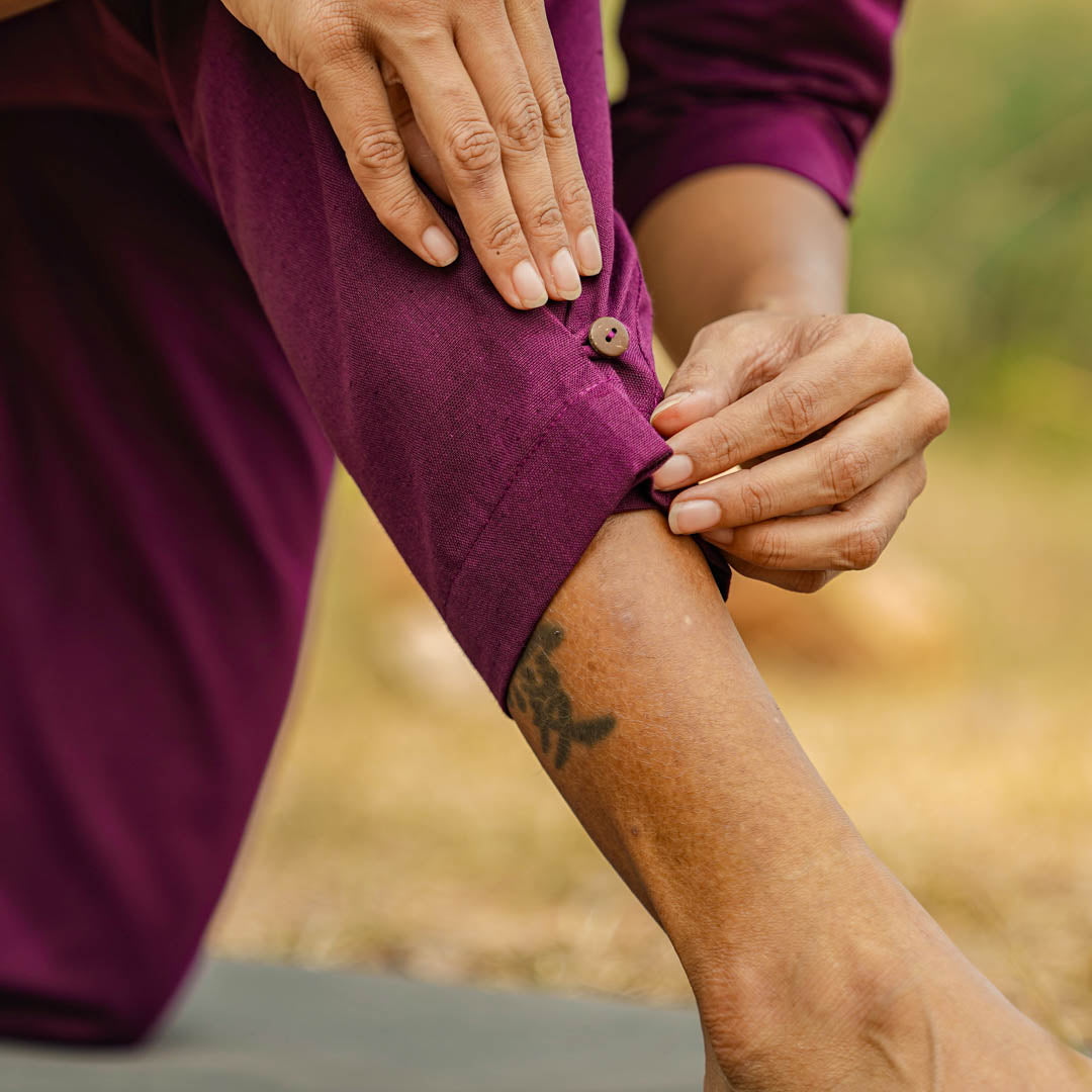 Women Cotton Yoga Pants and Yoga Top Set Purple -Chandra