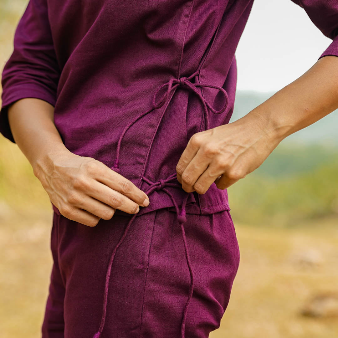 Women Cotton Yoga Pants and Yoga Top Set Purple -Chandra