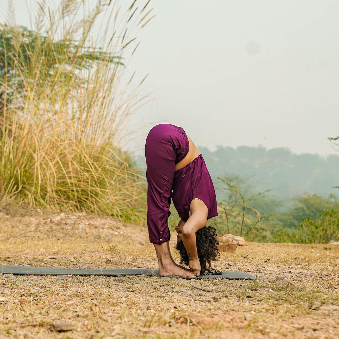 Women Cotton Yoga Pants and Yoga Top Set Purple -Ananda