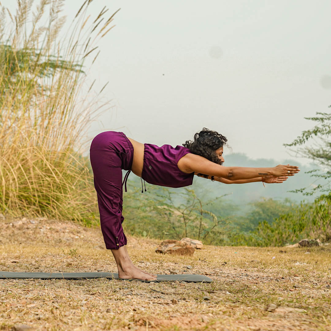 Women Cotton Yoga Pants and Yoga Top Set Purple -Ananda