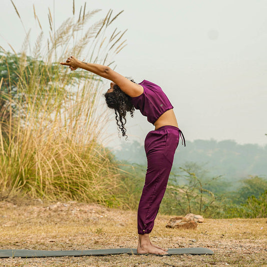 Women Cotton Yoga Pants and Yoga Top Set Purple |AKISO