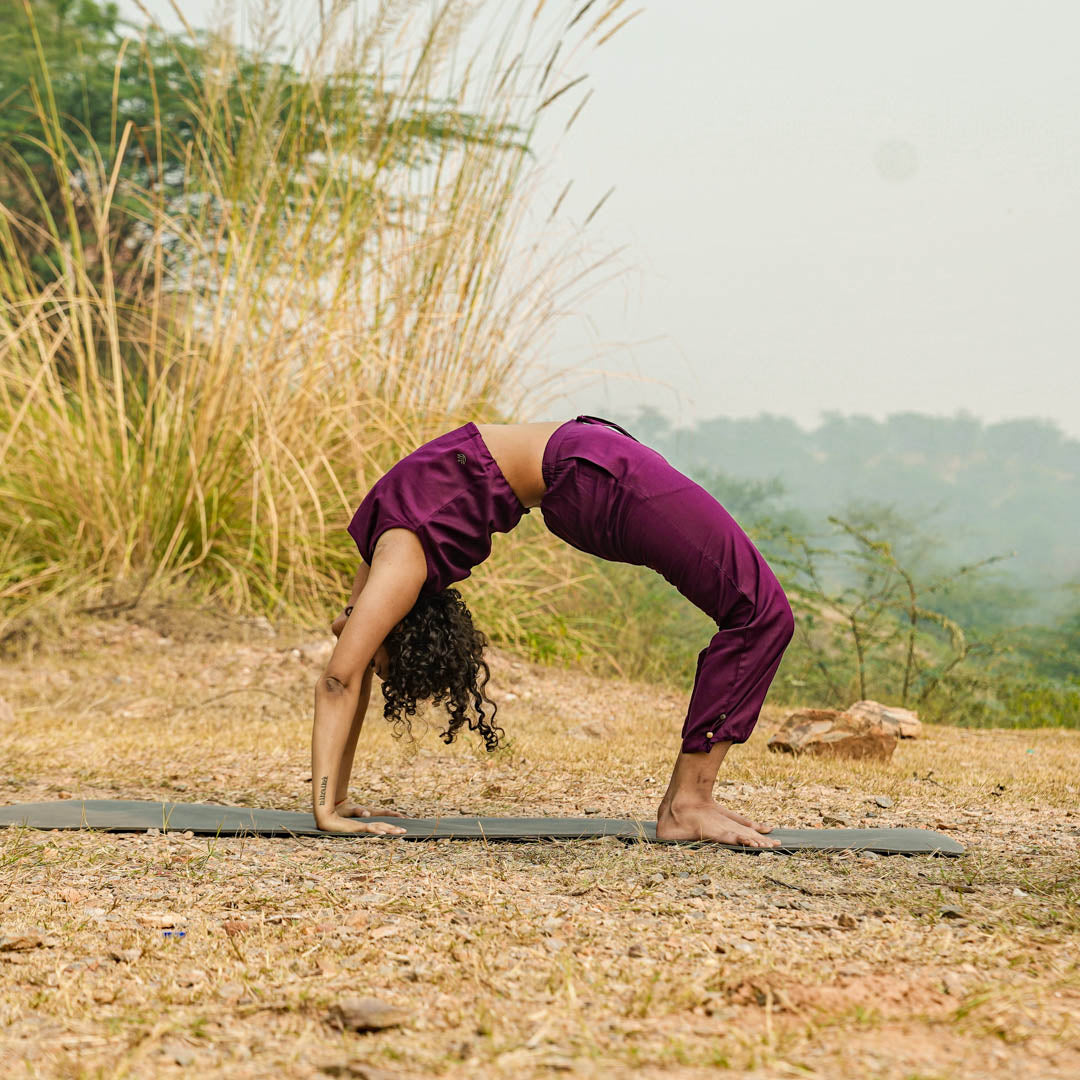 Women Cotton Yoga Pants and Yoga Top Set Purple -Ananda